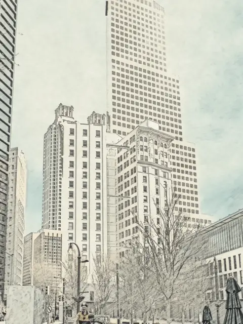 Watercolor sketch of Woodruff Park, Atlanta