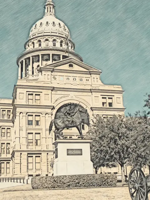 Watercolor sketch of Texas State Capitol, Austin