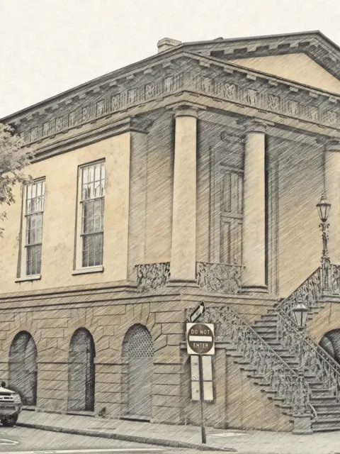 Watercolor sketch of City Market, Charleston